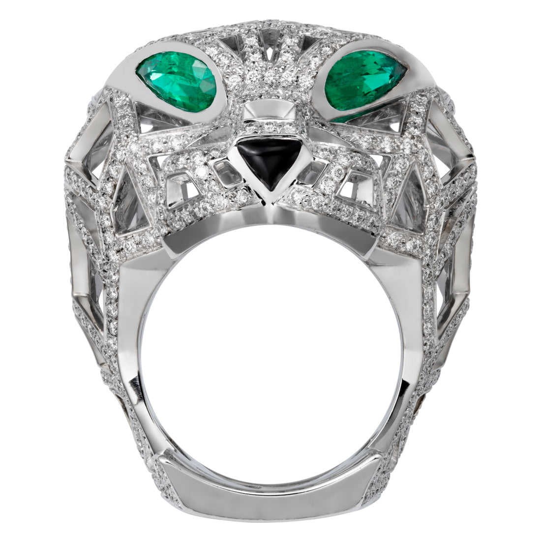 KDY-N4722400 full diamond front mechanical leopard hollow ring
