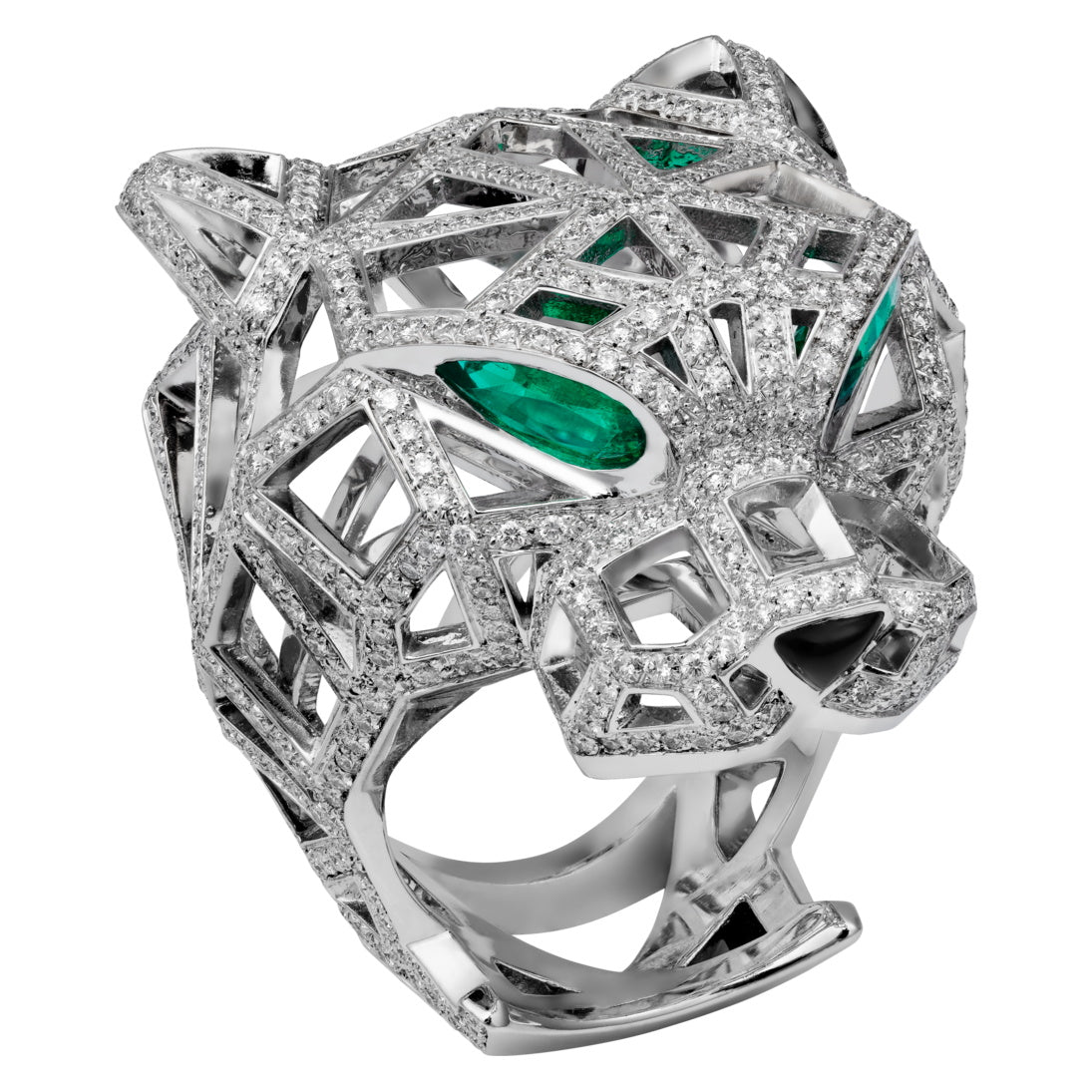 KDY-N4722400 full diamond front mechanical leopard hollow ring