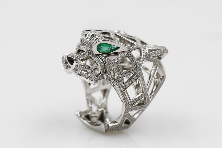 KDY-N4722400 full diamond front mechanical leopard hollow ring