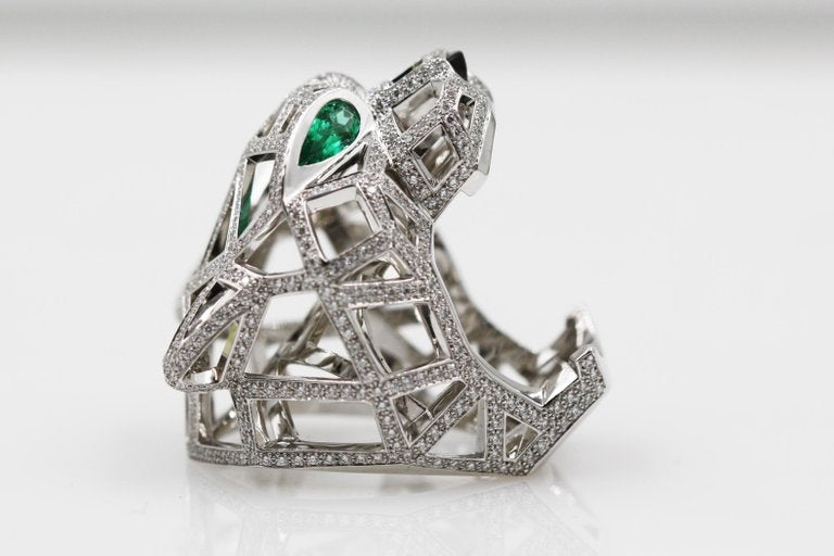 KDY-N4722400 full diamond front mechanical leopard hollow ring