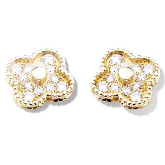 VCARA44700 15mm中间光珠四叶草耳钉