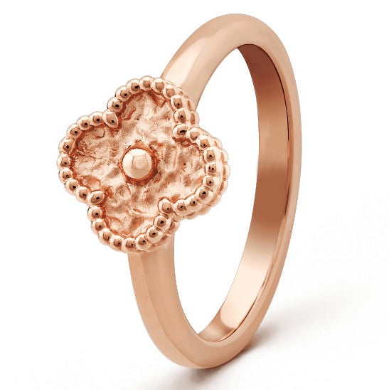 VCARO8DE00 9mm small wrinkled leather four-leaf clover ring 11#