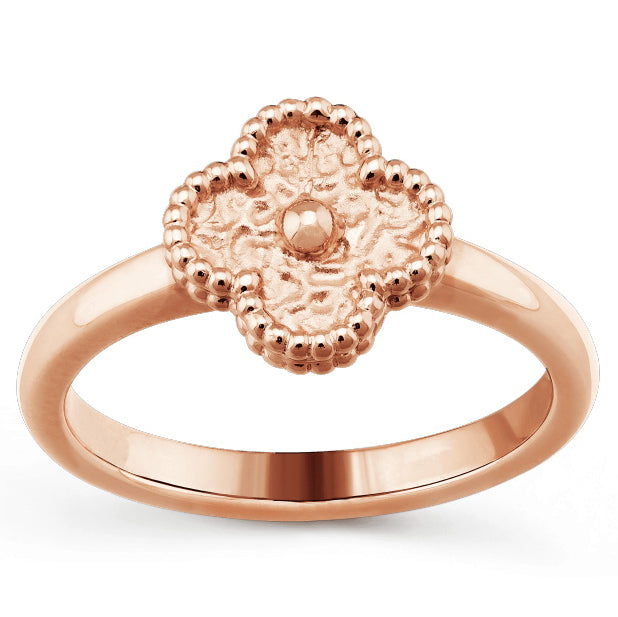 VCARO8DE00 9mm small wrinkled leather four-leaf clover ring 11#