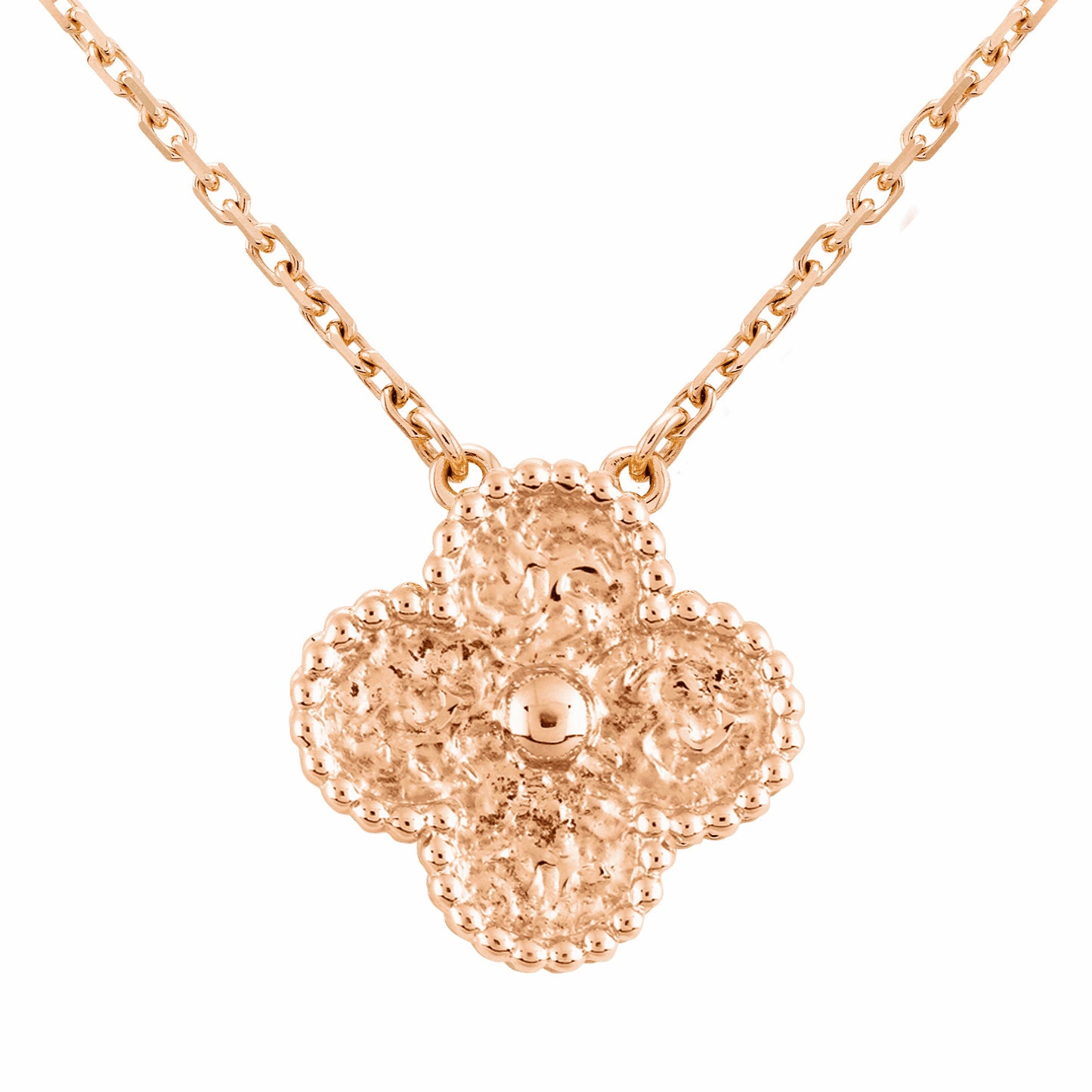 VCARN9ZS00 14.8mm guest version wrinkled four-leaf clover tethered chain pendant