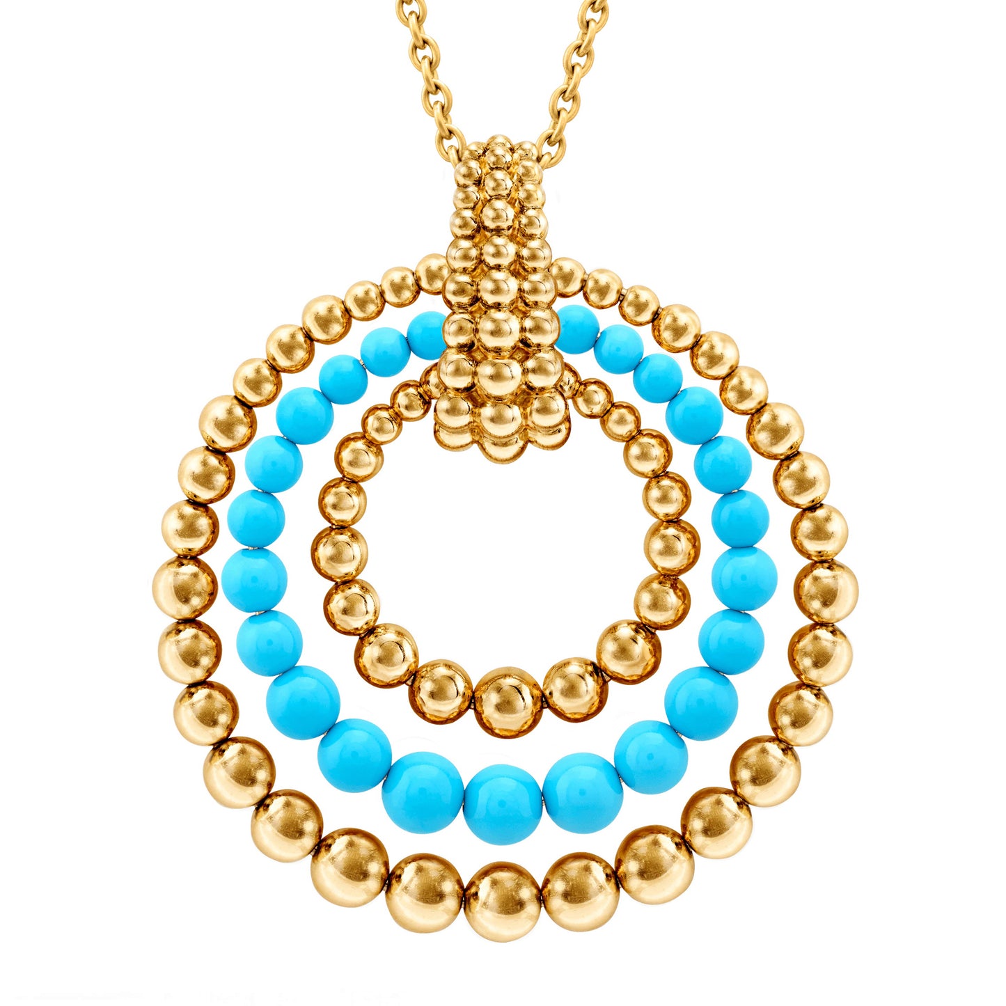VCARP4DL01 40.2mm three-circle beaded agate pendant