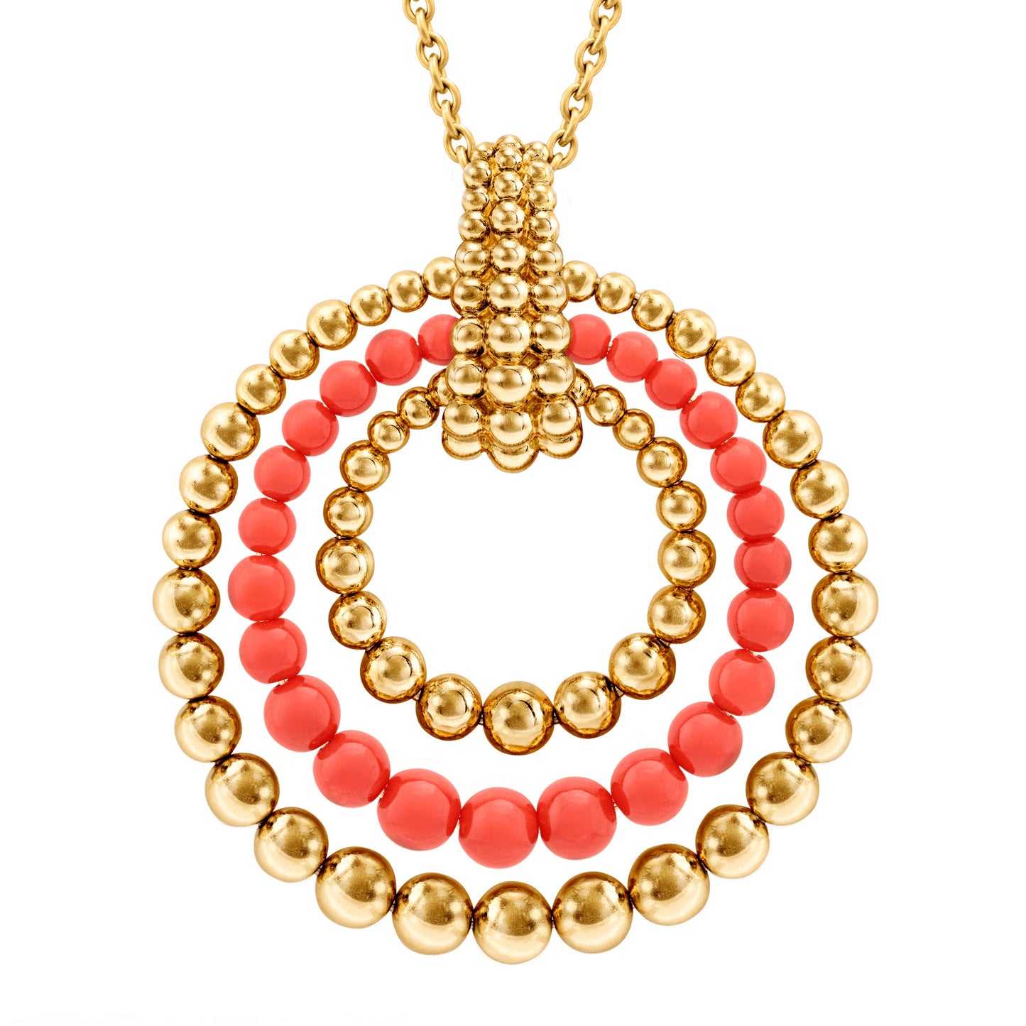 VCARP4DL01 40.2mm three-circle beaded agate pendant