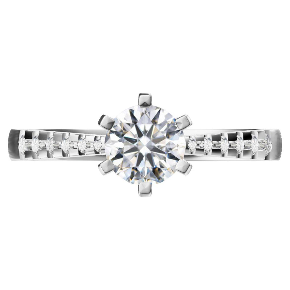TIF51964917 six-prong half-set tiger claw straight arm diamond ring