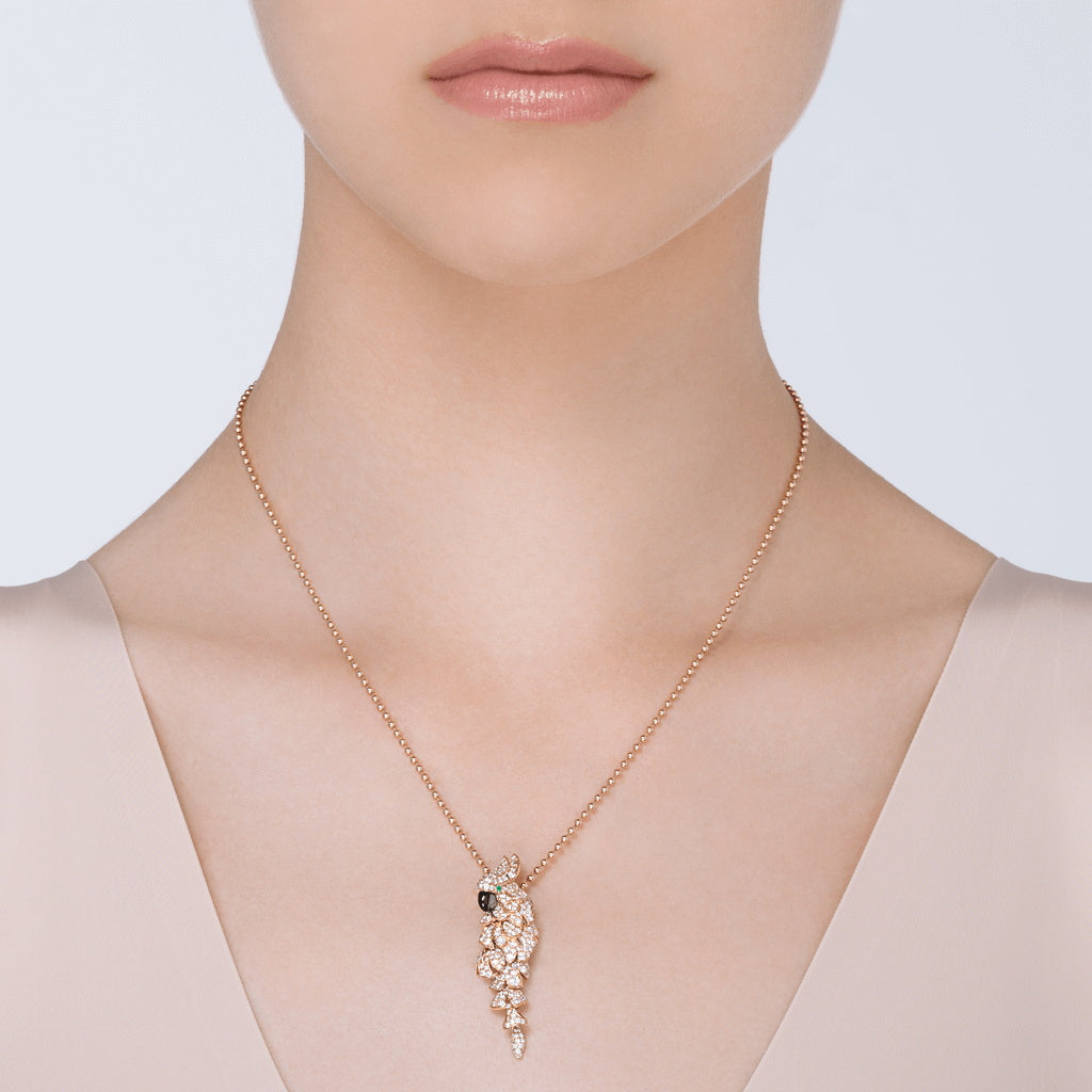 KDY-N7424217 small full diamond parrot pendant
