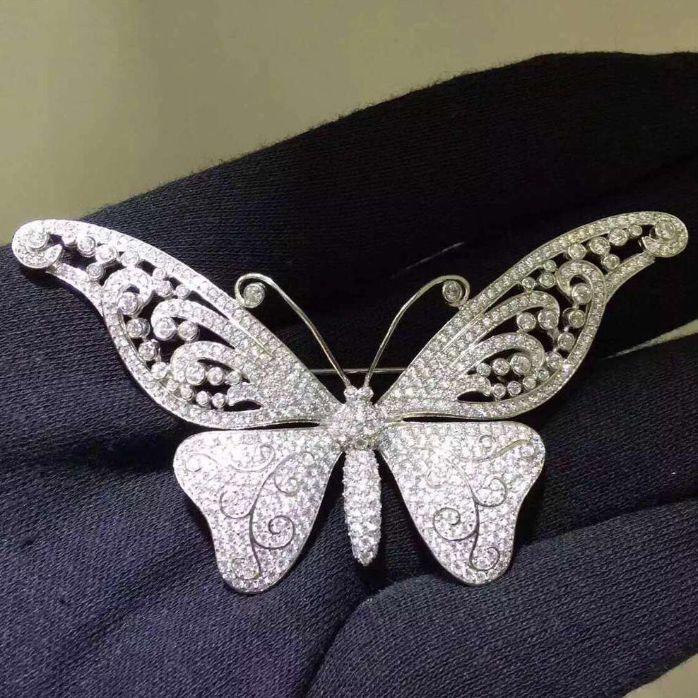TIF2199959 diamond butterfly brooch