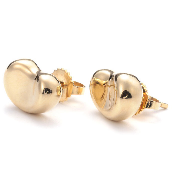 TIF60018110 9mm light gold bean stud earrings