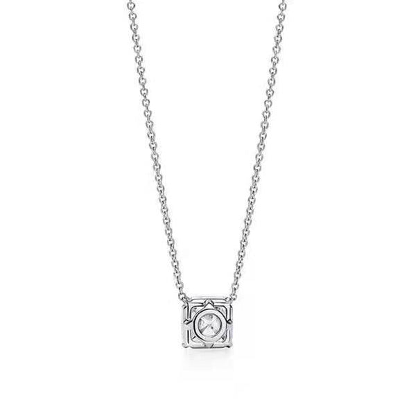 TIF69106721 four-claw square diamond tether chain pendant
