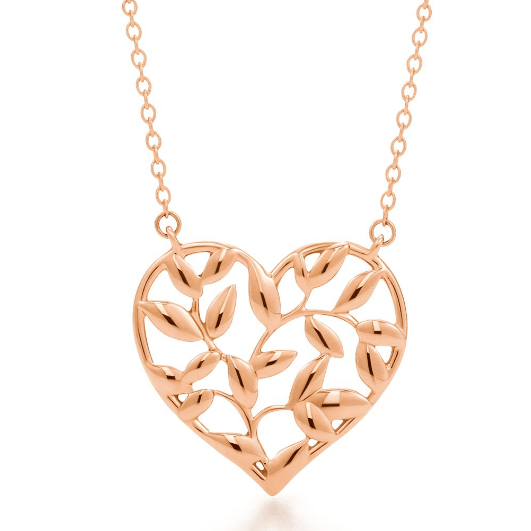 TIF29222184 light gold olive leaf heart-shaped tether pendant