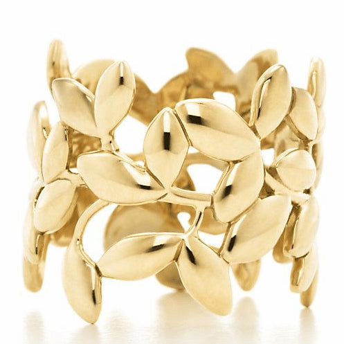 TIF11582490 wide version light gold olive leaf ring 13#