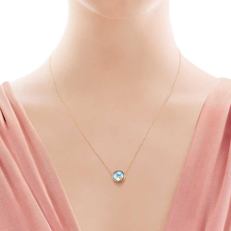 TIF12223367 Crystal Olive Leaf Tie Chain Pendant