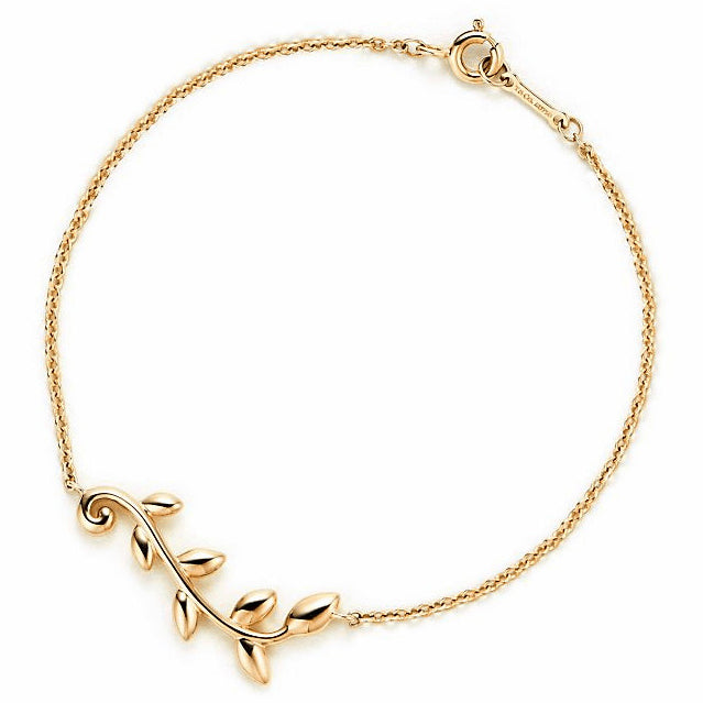 TIF63776377 light gold olive leaf bracelet