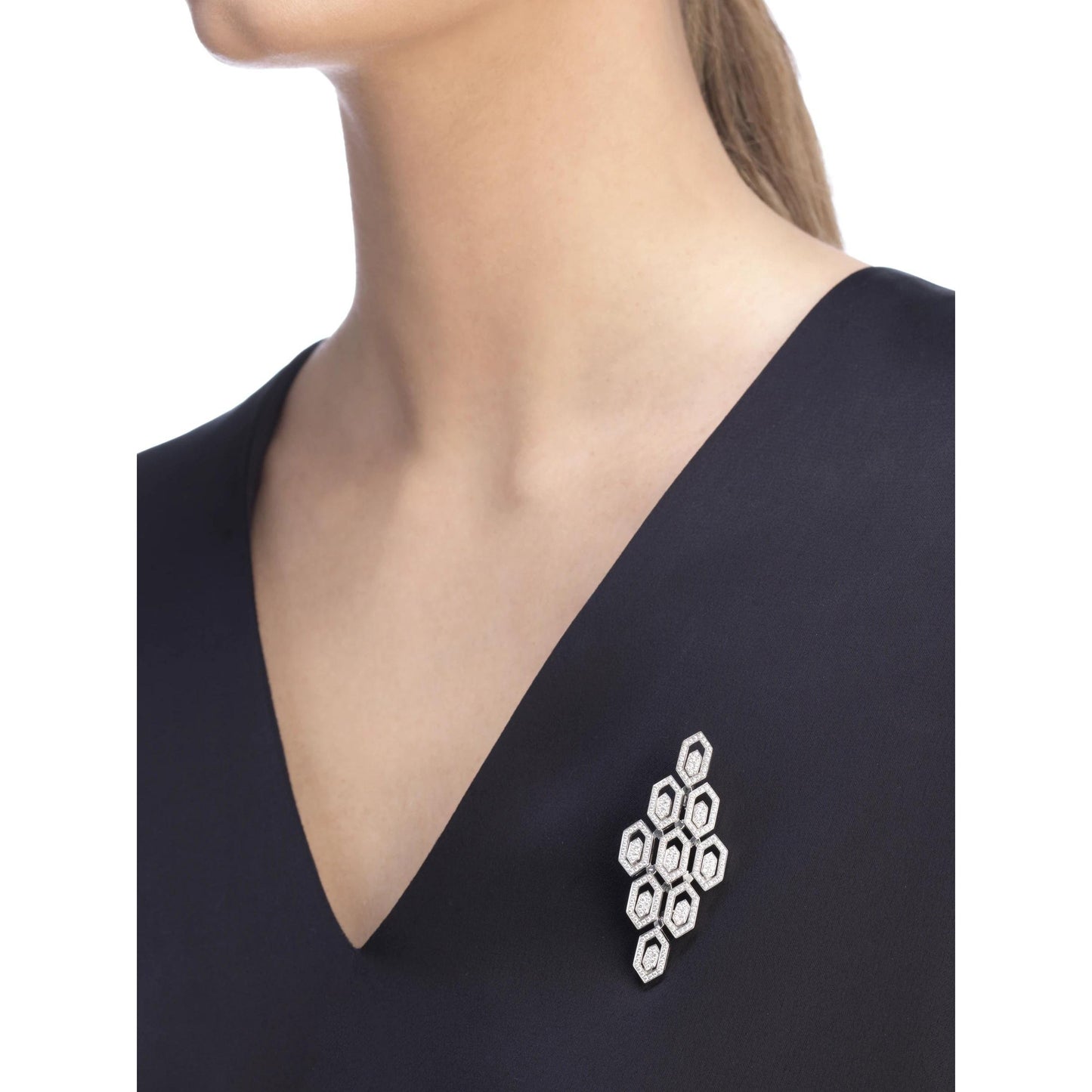BGL356120 diamond honeycomb brooch