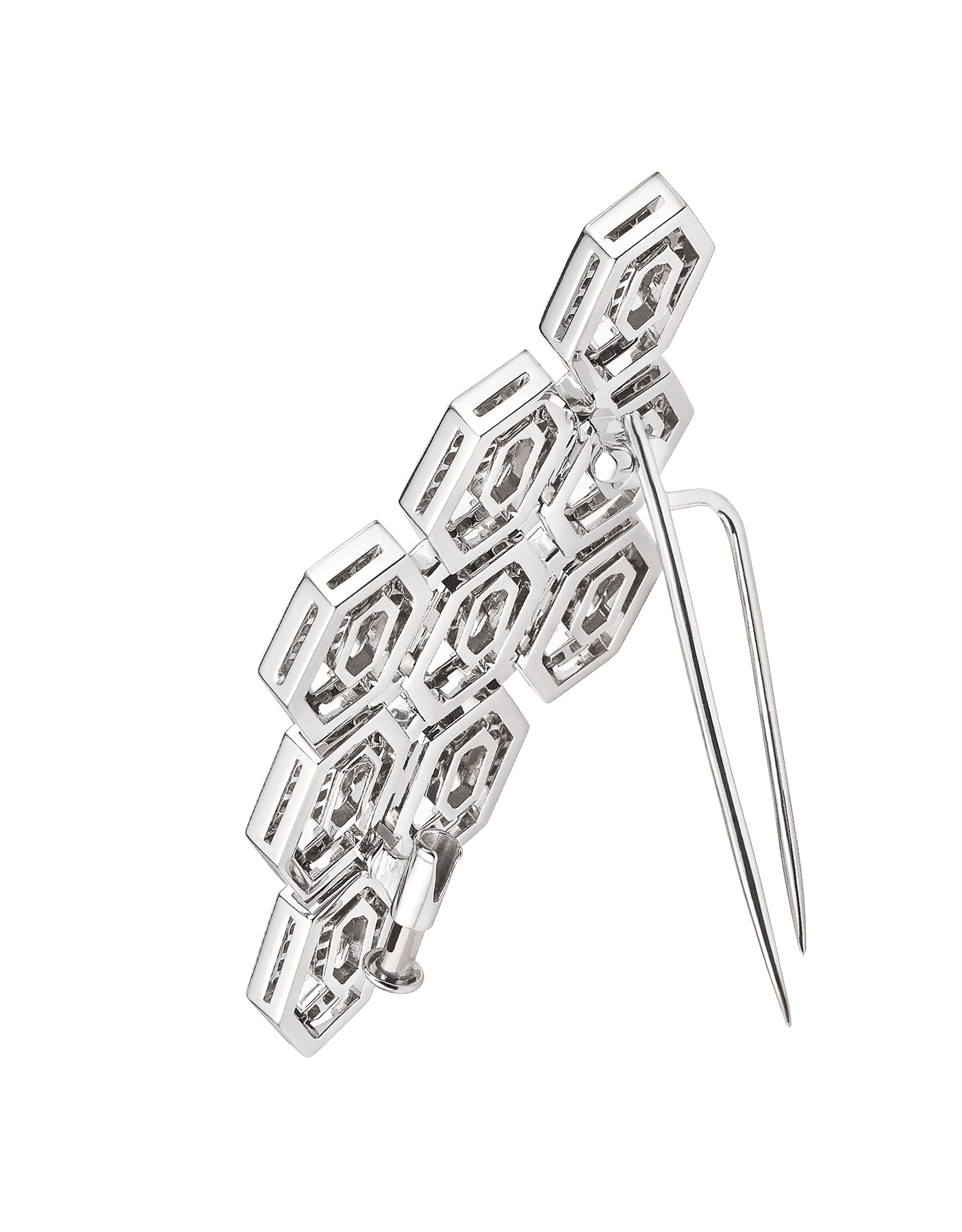 BGL356120 diamond honeycomb brooch