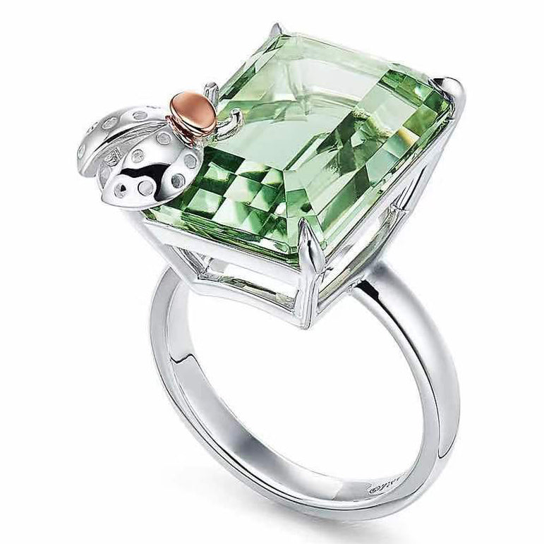 TIF85902721 small octagonal stone ladybug ring