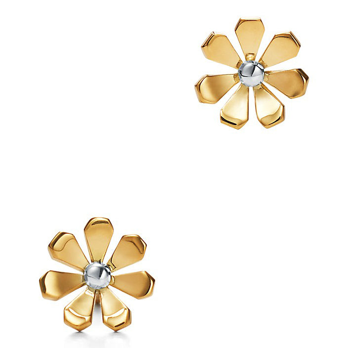 TIF5349242 Seven-leaf flower light gold earrings