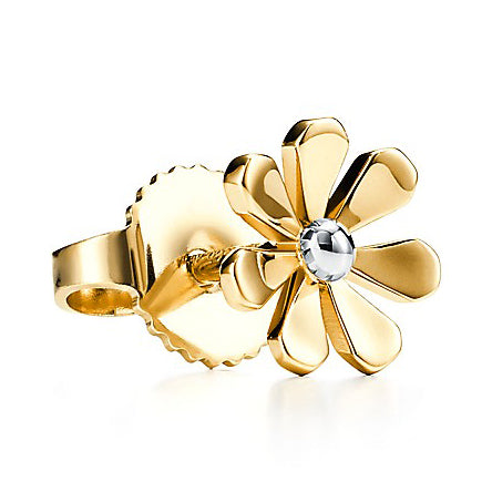 TIF5349242 Seven-leaf flower light gold earrings