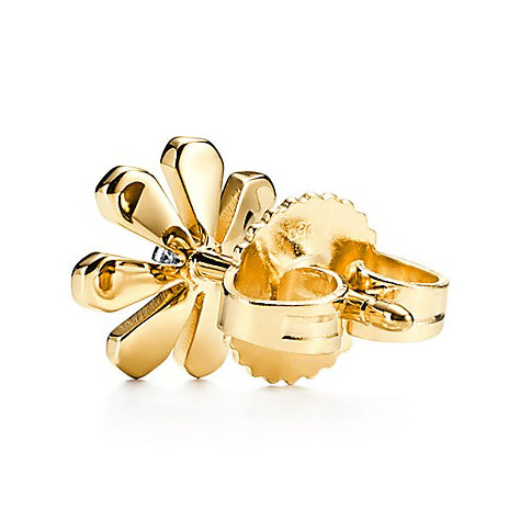 TIF5349242 Seven-leaf flower light gold earrings