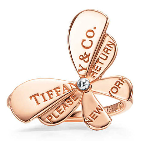 TIF72725207 light gold letter butterfly ring