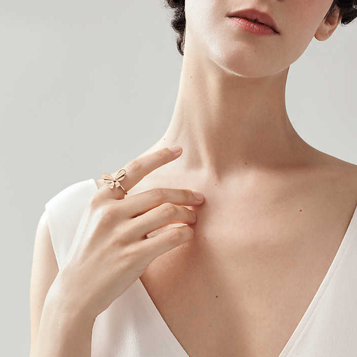 TIF72725207 light gold letter butterfly ring