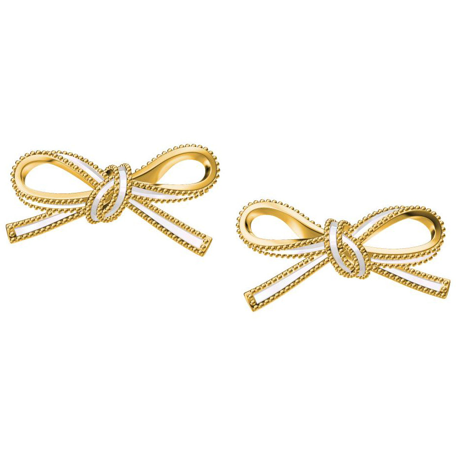 TIF82344102 enamel bead edge bow earrings