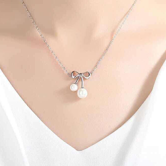 TIF40797052 Double Pearl Bow Pendant