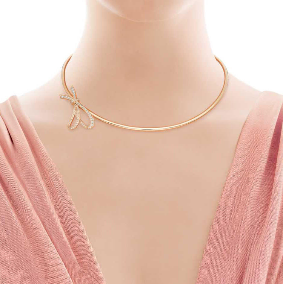 TIF74054428 full diamond bow scarf necklace