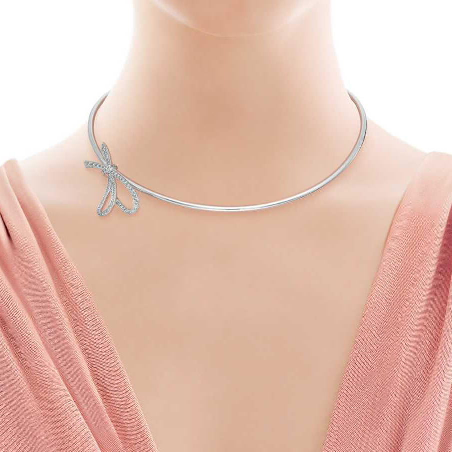 TIF74054428 full diamond bow scarf necklace