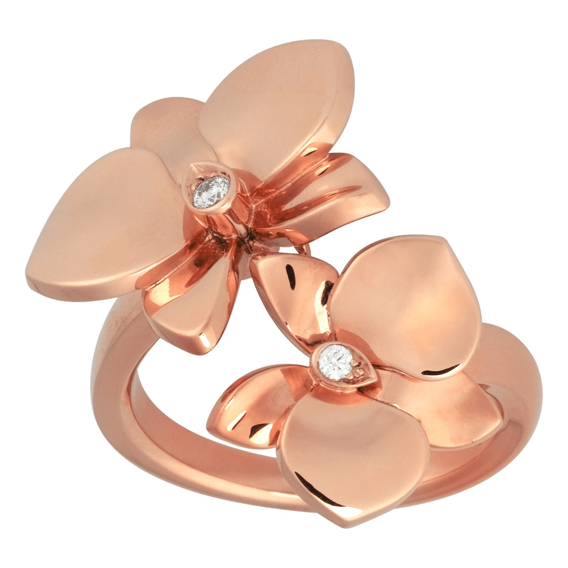 KDY-B4083200 light gold double butterfly flower ring