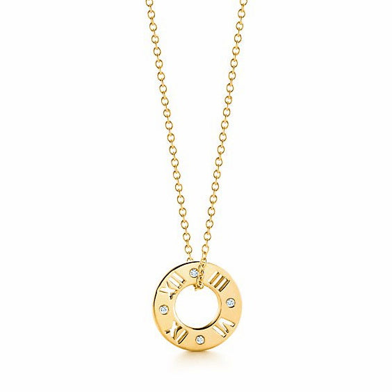 TIF74952644 diamond Roman numeral round pendant