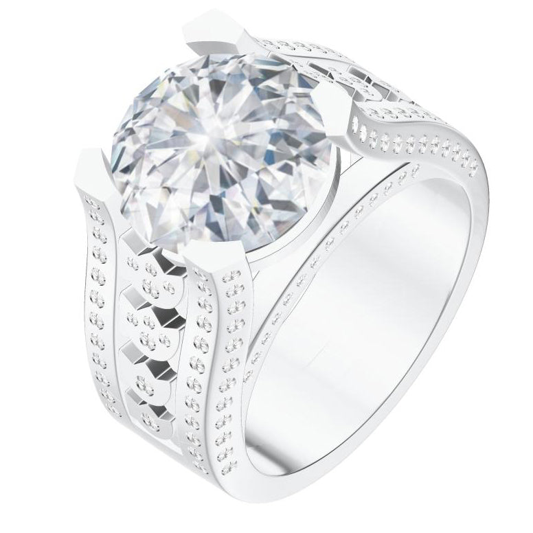 KDY-A8734437 large diamond four-claw wide hollow arm ring