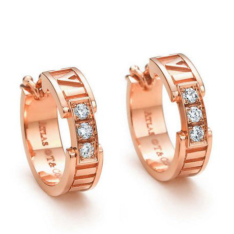 TIF97687694 guest version three-diamond hoop-shaped Roman word earrings