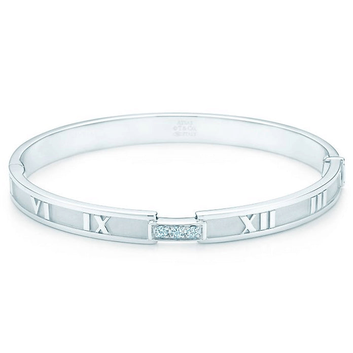 TIF79968301 Closed hinged three diamond Roman bracelet