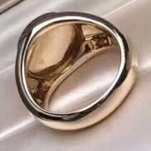 BGL-AN771885 monk head round agate wave surface light gold ring