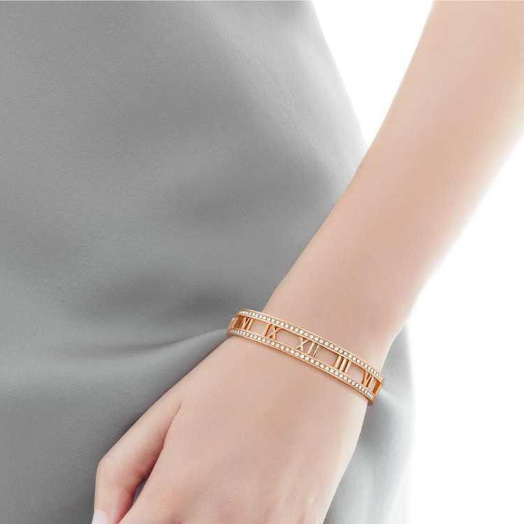 TIF14163755 diamond hollow hinged bracelet