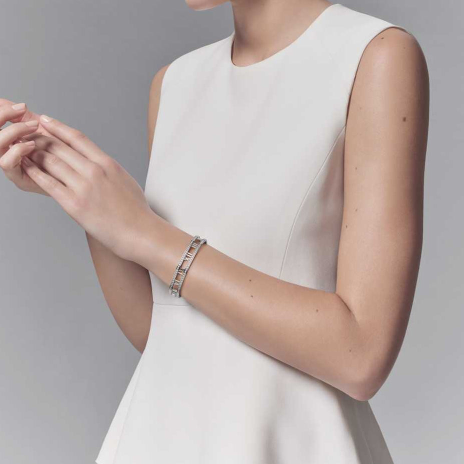 TIF14163755 diamond hollow hinged bracelet