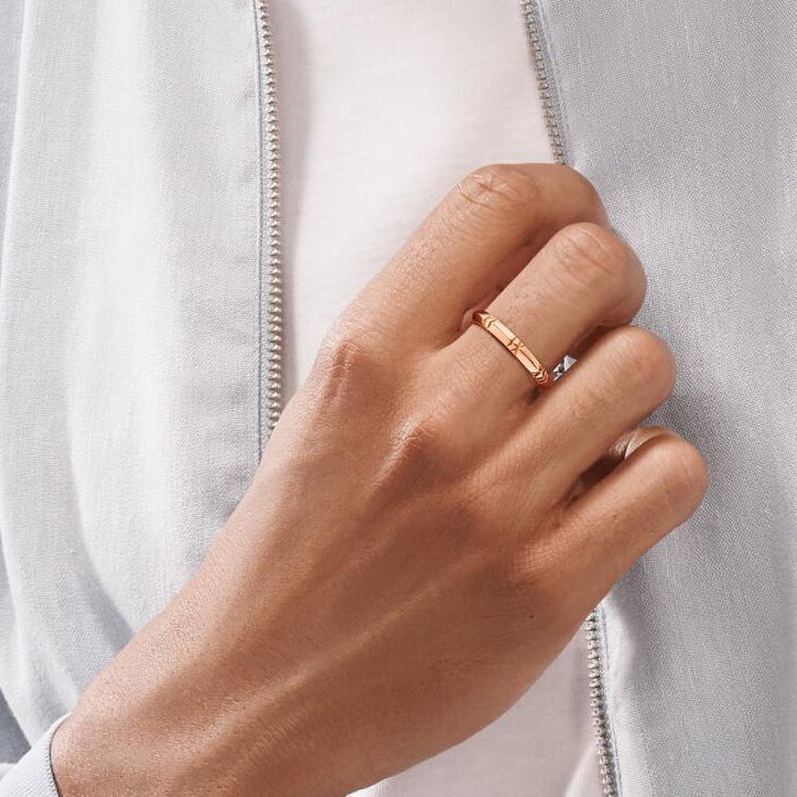 TIF67788532 light gold Roman numeral sword spine ring