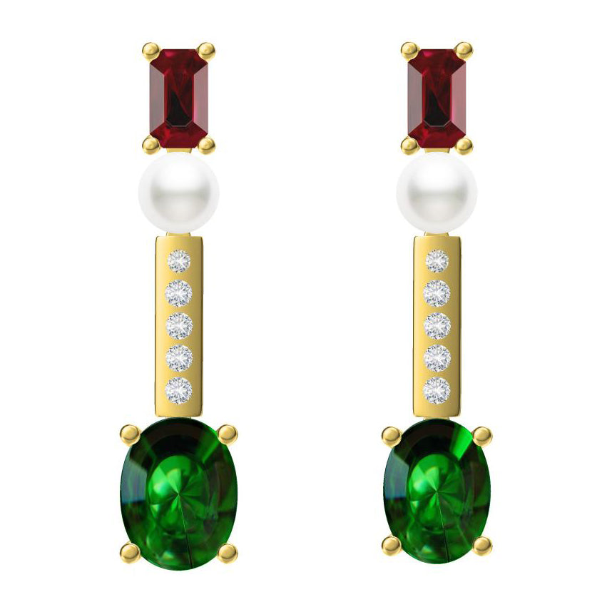 BGL-OR113890 straight colorful pearl long earrings