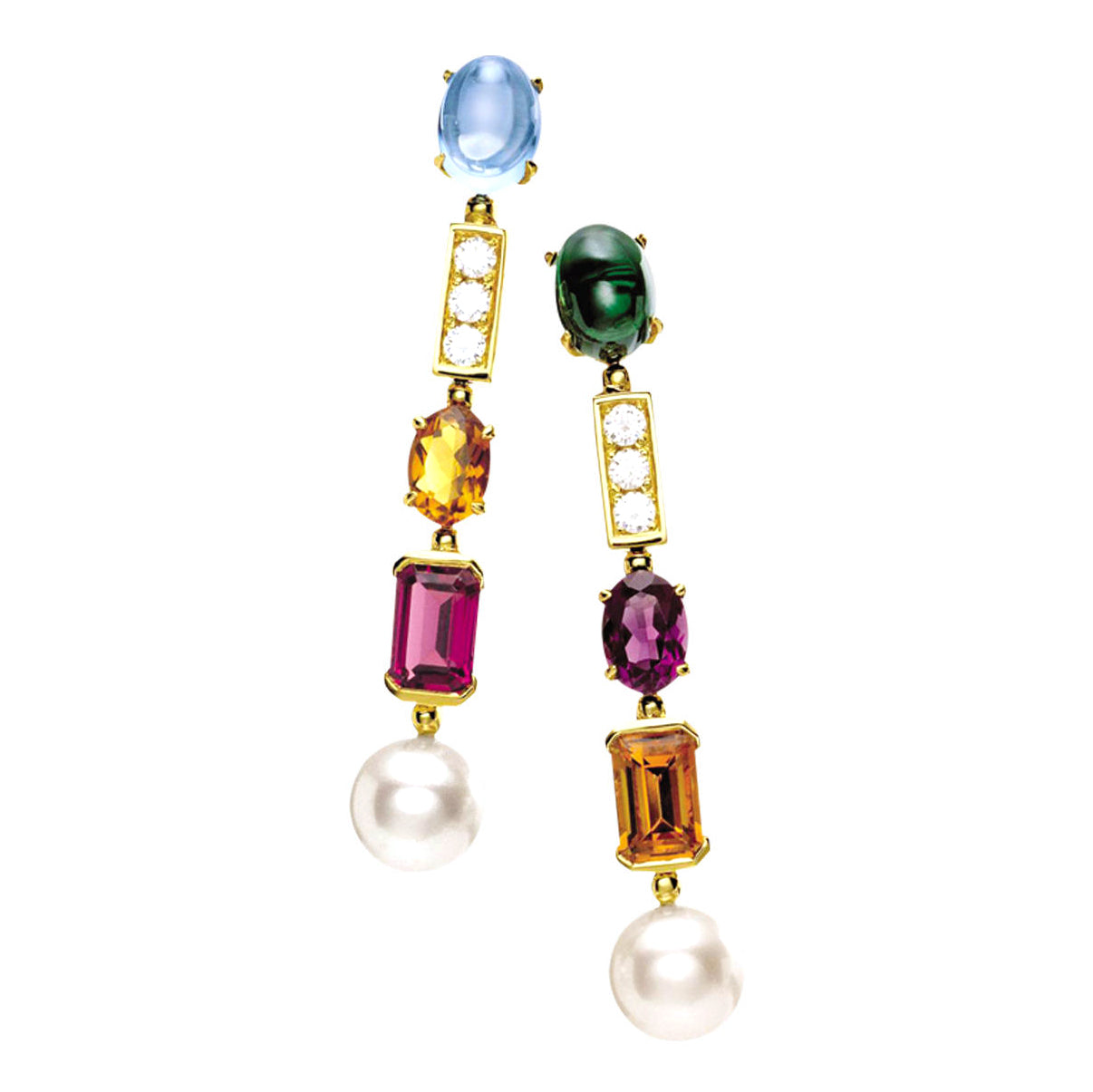 BGL-334678-OR852108 straight colorful treasure inch ear clip earrings