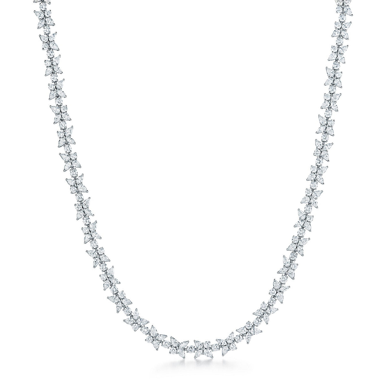 TIF49056716 water drop marquise mosaic cluster necklace