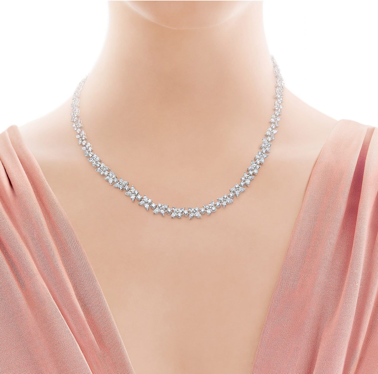 TIF49056716 water drop marquise mosaic cluster necklace