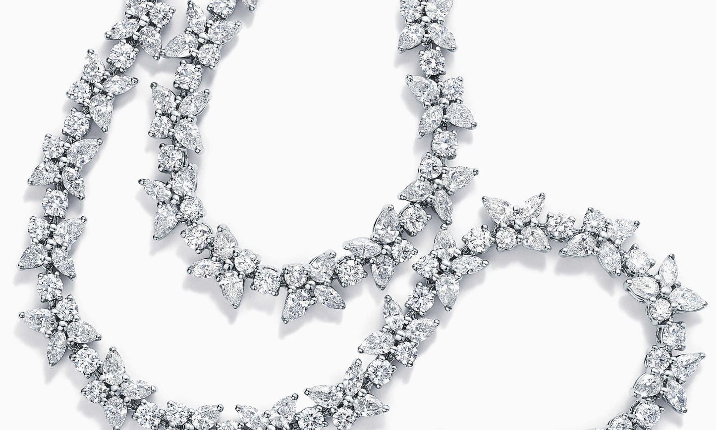 TIF49056716 water drop marquise mosaic cluster necklace