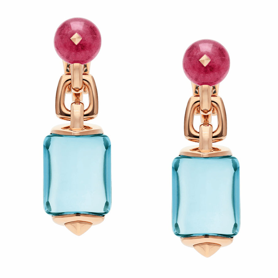 BGL-349551-OR856874 Peach tip blue topaz rubellite earrings