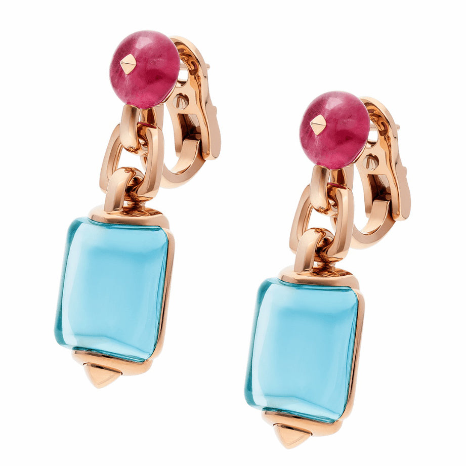 BGL-349551-OR856874 Peach tip blue topaz rubellite earrings