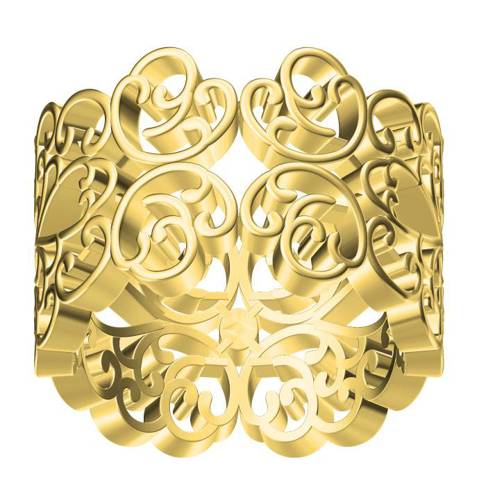 TIF52843374 light gold hollow wide arm thatch ring