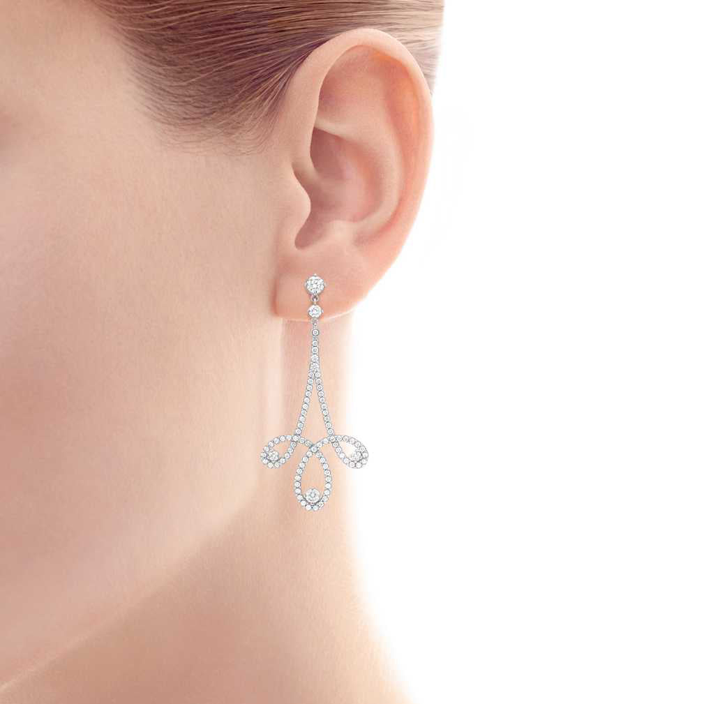 TIF52460575 full diamond scroll shaped thatch earrings