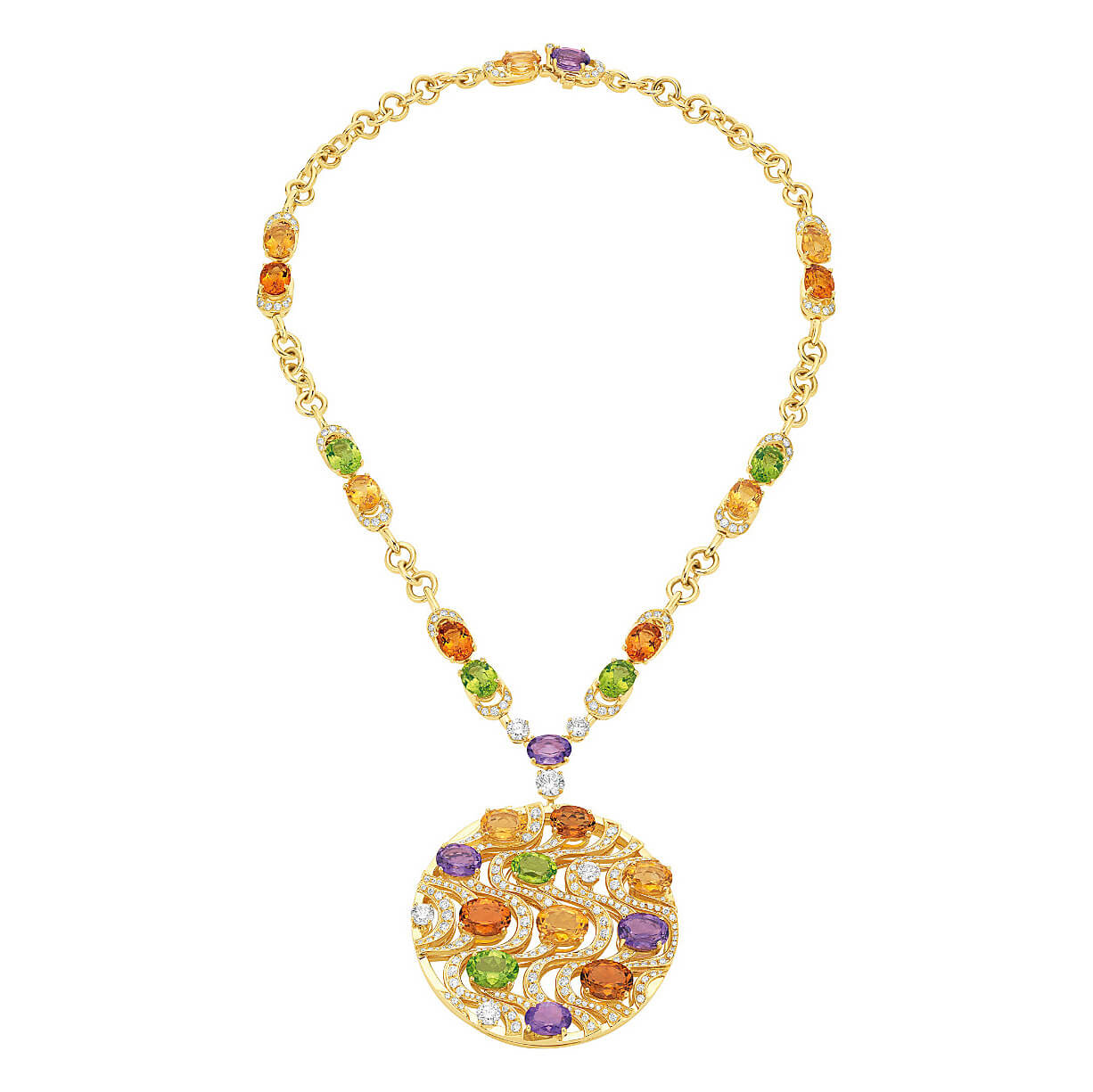 BGL-CL309286 disc colored treasure necklace ring round colored treasure